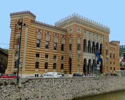 P1090086 2016 - Sarajevo Town Hall, only recently rebuilt.
